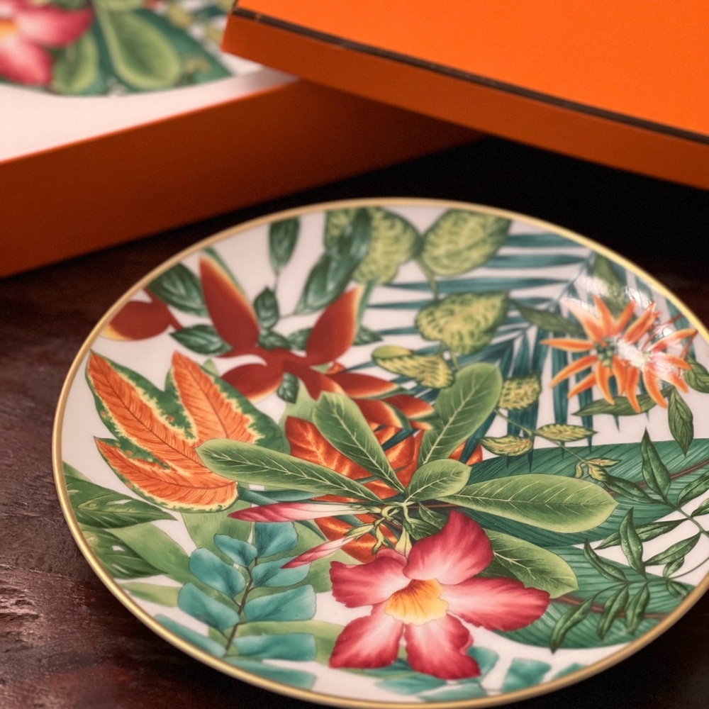 Hermes Tropical Floral Dinner Plate - Green, Red, Orange